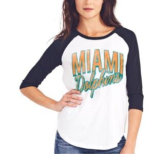 JUNKFOOD Miami‎ Dolphins raglan tshirt Women’s SIZE XXL football  casual